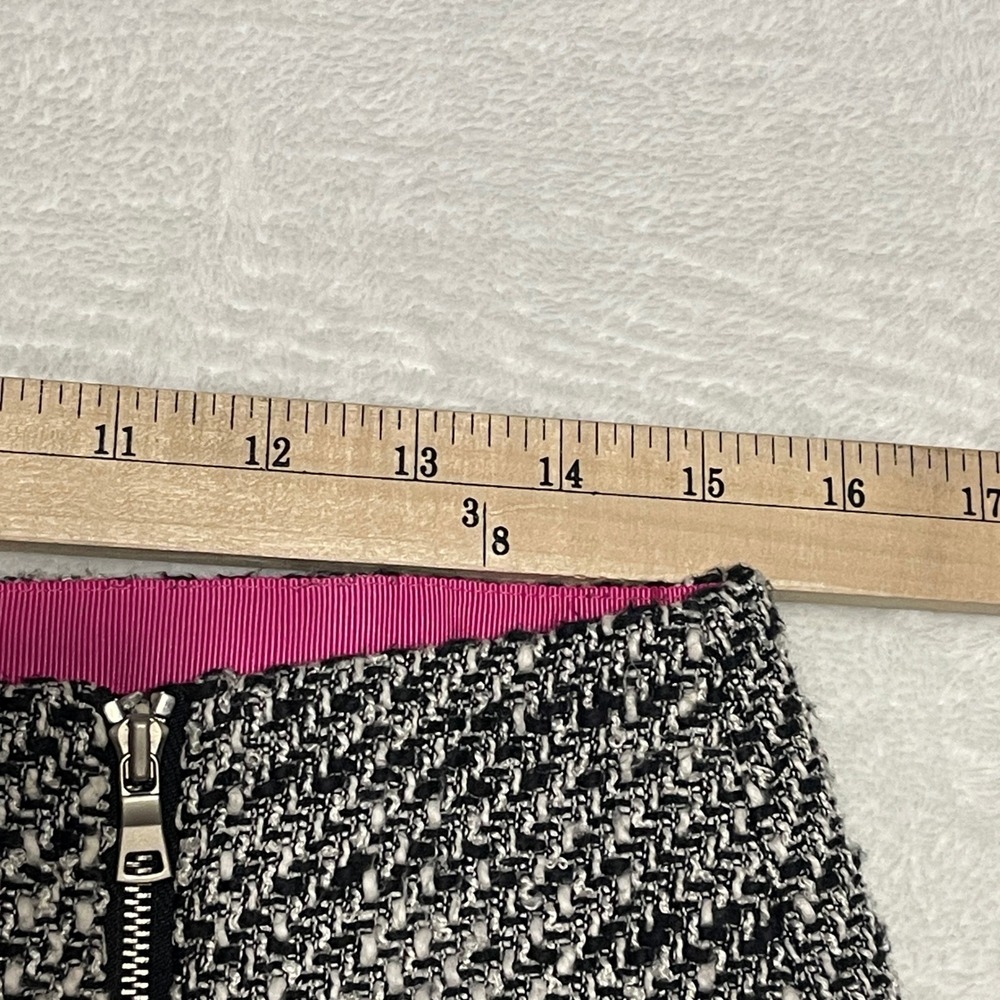 Ann Taylor LOFT Black White Tweed Zip Front Mini Skirt Size 6 Lined Workwear - Picture 5 of 9